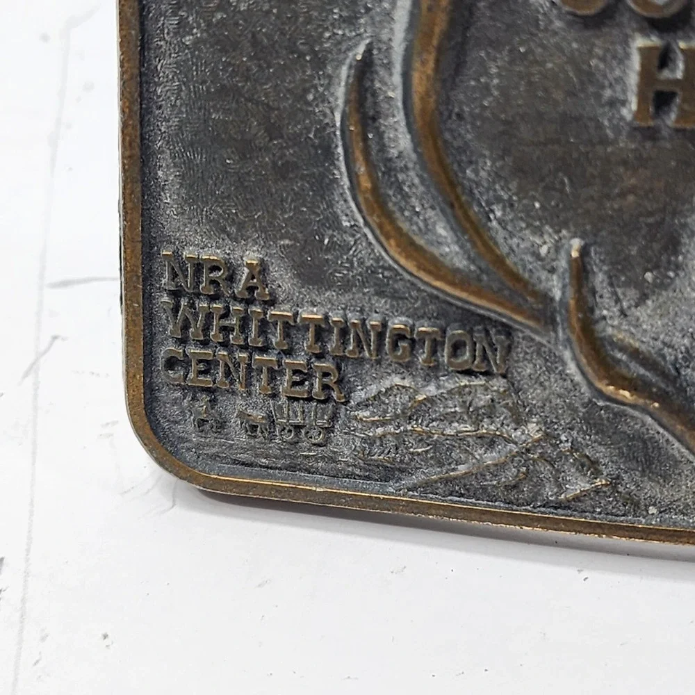 Vintage Solid Brass Belt Buckle. Preserve Our Shooting Heritage/ NRA Whittington